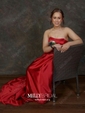 Burgundy Ball Gown Strapless Satin Prom Dresses