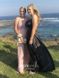 A-line Scoop Neck Satin Prom Dresses With Ruched