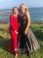 A-line Scoop Neck Satin Prom Dresses With Ruched