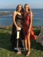 A-line Scoop Neck Satin Prom Dresses With Ruched