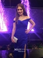Black Sheath/Column Off-the-shoulder Satin Modest Prom Dresses