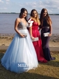 Ball Gown Off-the-shoulder Satin Floor-length Sashes / Ribbons Prom Dresses