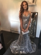 Mermaid V-neck Sparkly Sequin Prom Dresses