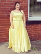 Ball Gown Off-the-shoulder Satin Prom Dresses With Beading