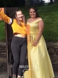 Ball Gown Off-the-shoulder Satin Prom Dresses With Beading