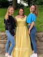 Ball Gown Off-the-shoulder Satin Prom Dresses With Beading