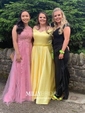 Ball Gown/Princess Floor-length Off-the-shoulder Satin Beading Prom Dresses