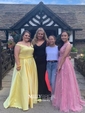 Ball Gown Off-the-shoulder Satin Prom Dresses With Beading