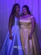 Ball Gown Off-the-shoulder Satin Prom Dresses With Beading
