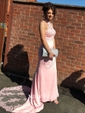 Mermaid High Neck Jersey Prom Dresses With Appliques