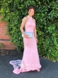Mermaid High Neck Jersey Prom Dresses With Appliques