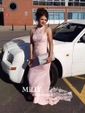 Mermaid High Neck Jersey Prom Dresses With Appliques
