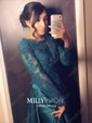 Ball Gown Illusion Lace Satin Long Sleeves Two Piece Prom Dresses