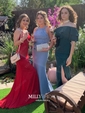 Sheath/Column Off-the-shoulder Satin Modest Prom Dresses