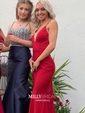 Sheath/Column V-neck Jersey Sweep Train Prom Dresses