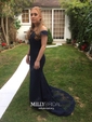 Mermaid Stretch Crepe Off-the-shoulder Prom Dresses With Appliques