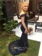 Mermaid Stretch Crepe Off-the-shoulder Prom Dresses With Appliques
