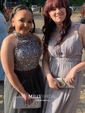 Ball Gown High Neck Tulle Cut Out Prom Dresses With Beading