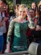 Mermaid Illusion Long Sleeves Lace Prom Dresses With Appliques