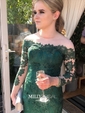 Mermaid Illusion Long Sleeves Lace Prom Dresses With Appliques