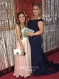 A-line V-neck Floor-length Backless Chiffon Prom Dresses With Beading