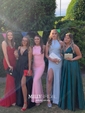 Black Ball Gown V-neck Satin Prom Dresses With Ruched