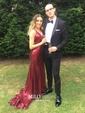 Mermaid V-neck Backless Sparkly Sequin Prom Dresses
