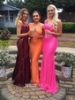 Trumpet/Mermaid Sweep Train V-neck Sequined Prom Dresses