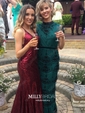 Mermaid V-neck Backless Sparkly Sequin Prom Dresses