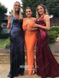 Trumpet/Mermaid Sweep Train V-neck Sequined Prom Dresses