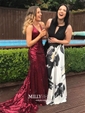 Mermaid V-neck Backless Sparkly Sequin Prom Dresses