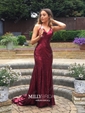 Trumpet/Mermaid Sweep Train V-neck Sequined Prom Dresses