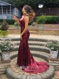 Trumpet/Mermaid Sweep Train V-neck Sequined Prom Dresses