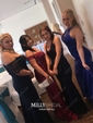 Mermaid Halter Satin Cut Out Beaded Prom Dresses