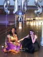 Black A-line V-neck Floor-length Tulle Prom Dresses With Split