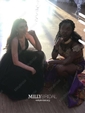 Black A-line V-neck Floor-length Tulle Prom Dresses With Split