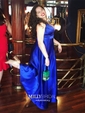 Black Ball Gown V-neck Satin Prom Dresses With Ruched