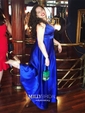 Ball Gown/Princess Floor-length V-neck Satin Split Front Prom Dresses