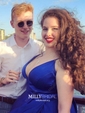 Black Ball Gown V-neck Satin Prom Dresses With Ruched