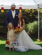 Ball Gown/Princess V-neck Tulle Court Train Wedding Dresses With Appliques Lace