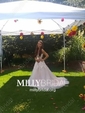 Ball Gown/Princess V-neck Tulle Court Train Wedding Dresses With Appliques Lace