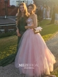 Trumpet/Mermaid Sweep Train Illusion Lace Tulle Long Sleeves Appliques Lace Prom Dresses