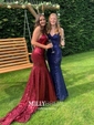 Trumpet/Mermaid Sweep Train V-neck Sequined Prom Dresses