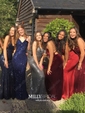 Trumpet/Mermaid Sweep Train V-neck Sequined Prom Dresses