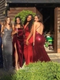 Trumpet/Mermaid Sweep Train V-neck Sequined Prom Dresses