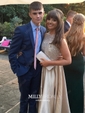 Ball Gown Illusion Satin Cut Out Prom Dresses With Beading