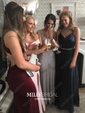 Sheath/Column Cowl Neck Ankle-length Satin Prom Dresses With Split