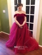 Ball Gown Off-the-shoulder Tulle Velvet Modest Prom Dresses