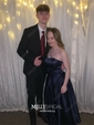 Burgundy Ball Gown Strapless Satin Prom Dresses