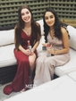 Sheath/Column V-neck Satin Prom Dresses With Ruched